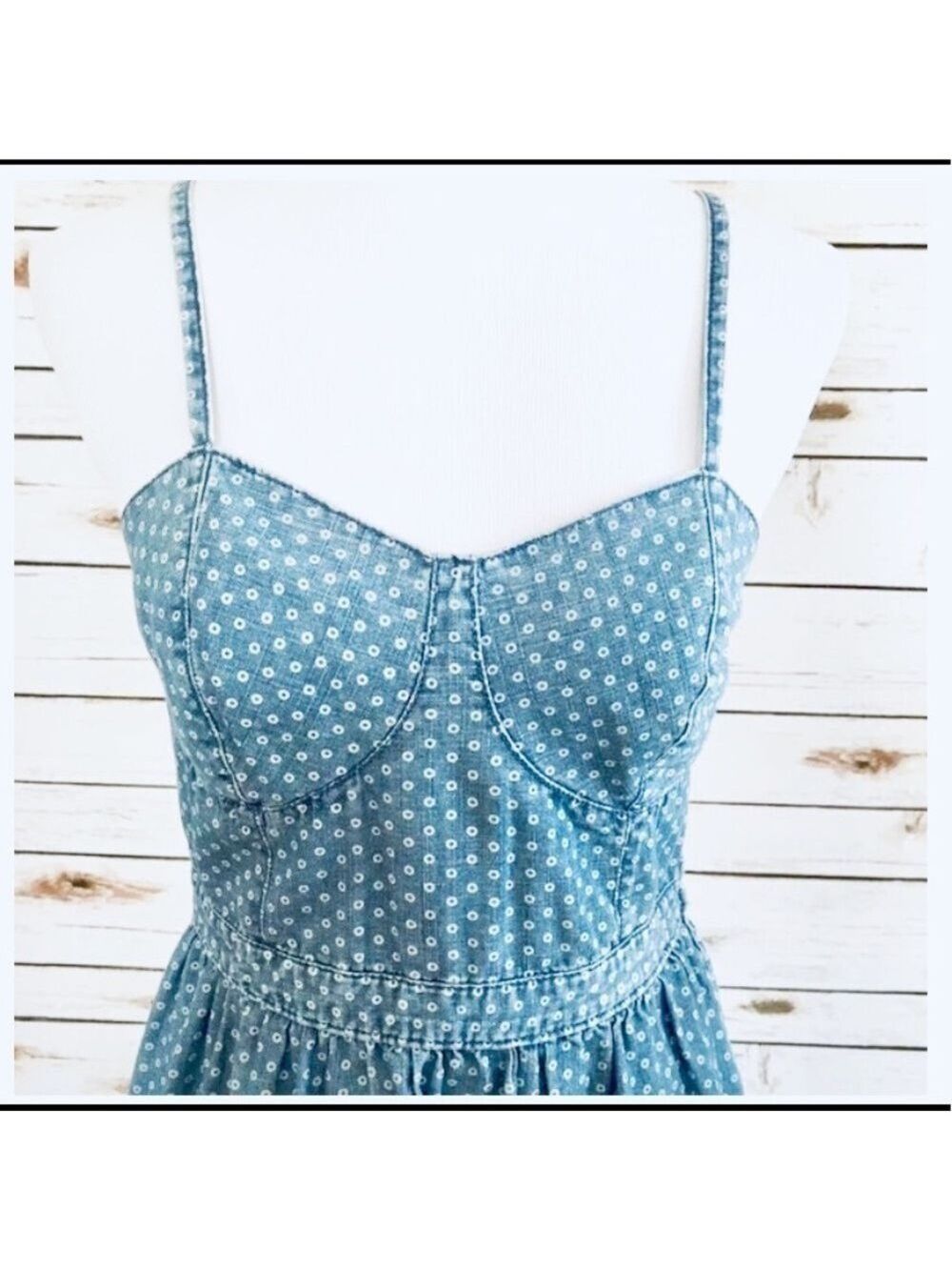 Mossimo Chambray Denim Polka Dot Mini Dress Sz Med - Picture 5 of 11